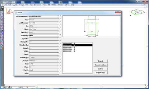 Project or customer information for packaging and point-of-sale displays is shared across the work group with the AlphaCorr Database Server.