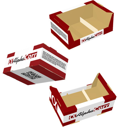 Vista previa del diseño de la caja o mostrador ventas en 3D mediante la rotación, zoom y paneo.