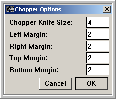 Set the options for the choppers or scrap knives in your die board template design using SteelRules display and packaging software.