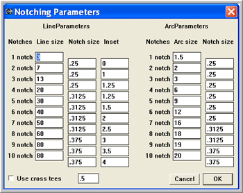 Create flat die notches in AlphaCorr free-standing display and packaging design software.