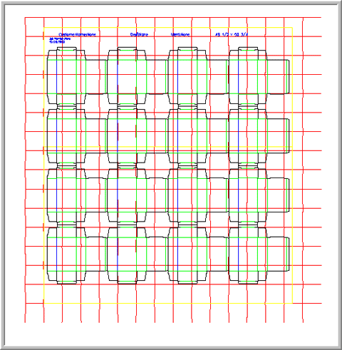 AlphaCorr places a grid of chopper knives with selected attributes on the steel rule die design for packaging and displays.